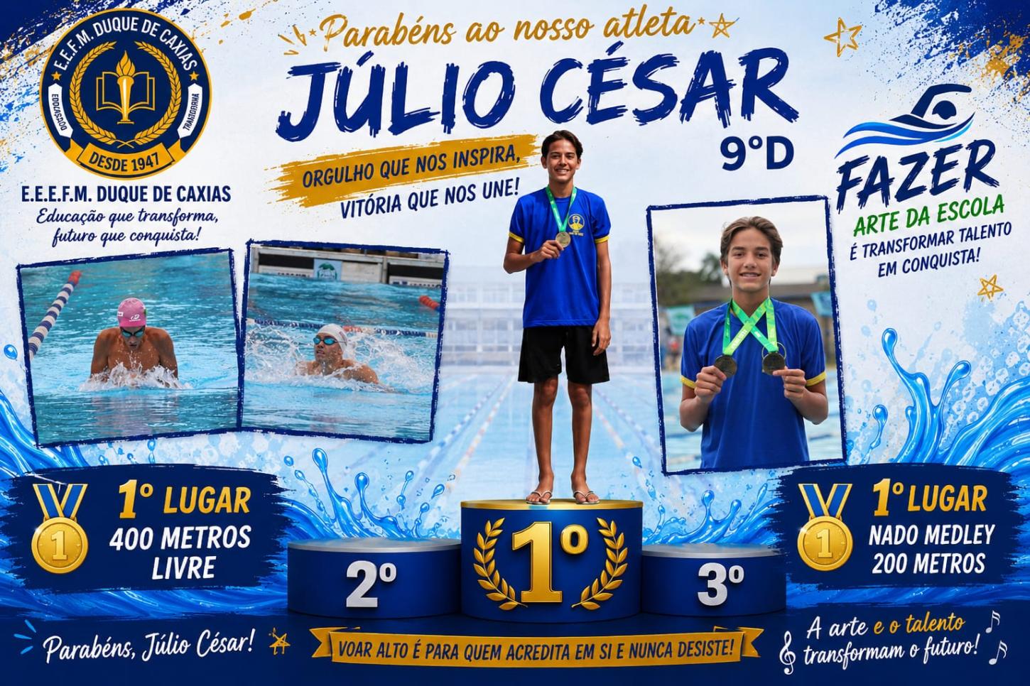 Talento da Natação Escolar Brilha na E.E.E.F.M. Duque de Caxias